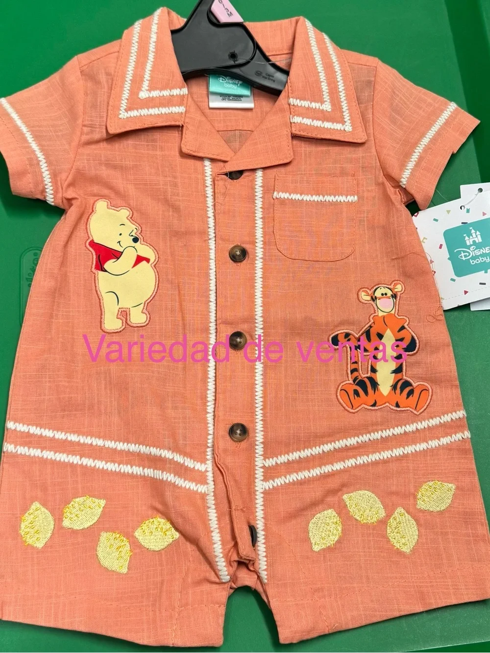 Kids Peach Winnie the Pooh & Tigger Short Romper